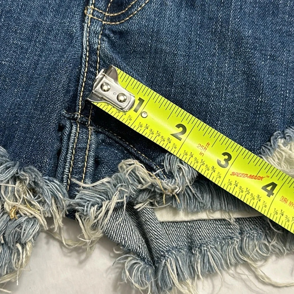 American Eagle Hi Rise Festival Overlay Cut Off Denim Super Stretch Shorts Size6 - Picture 10 of 10